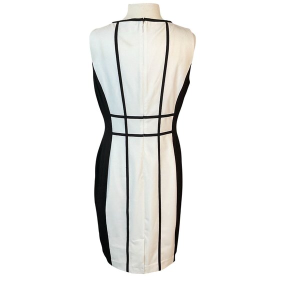 Calvin Klein Black White Colorblock Grid Pattern Sleeveless Sheath Dress 12 NWT - Picture 5 of 10